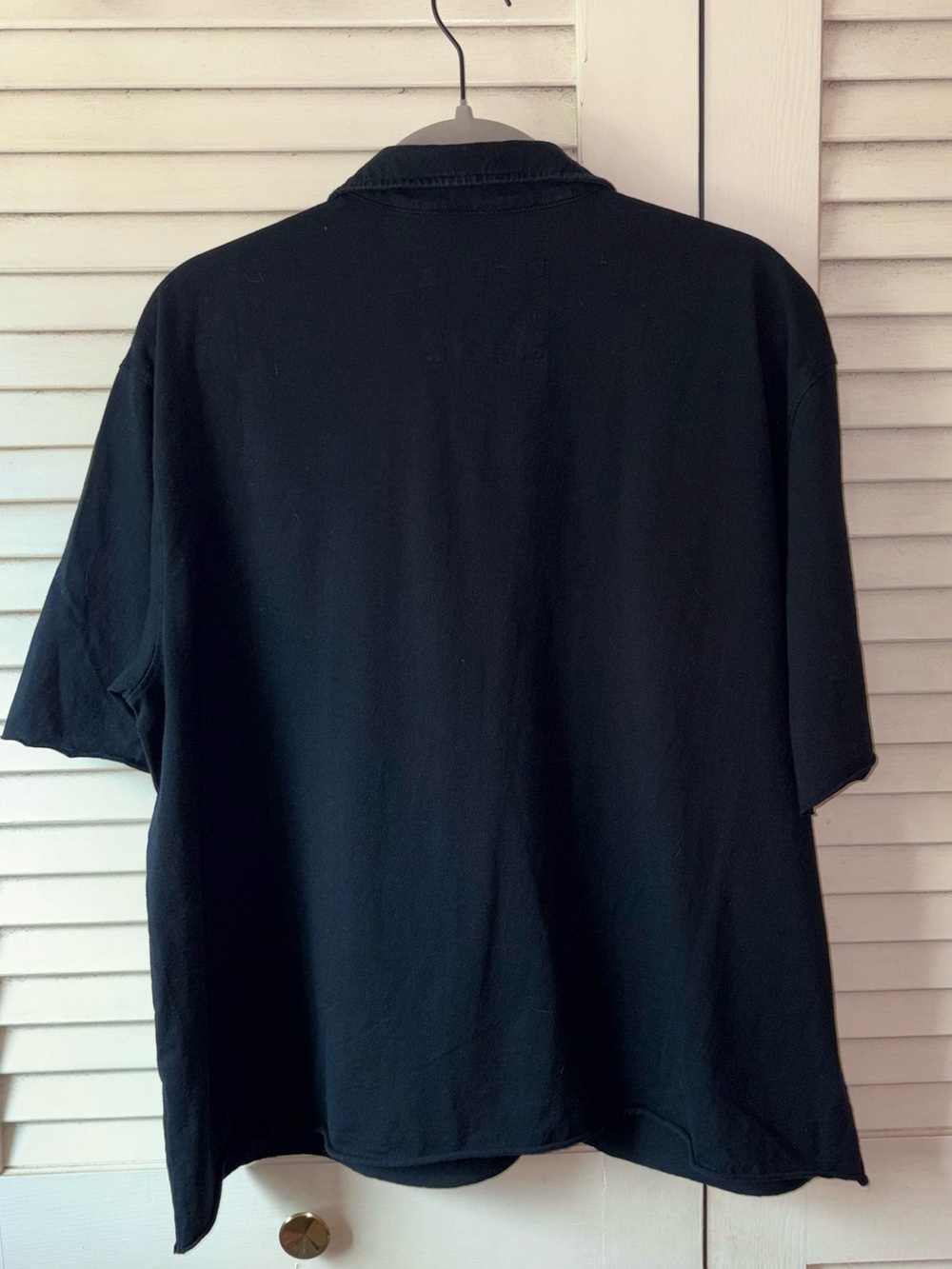 Frank & Eileen Patty Polo Top XL Black Raw Hem Oversized Short Sleeve - Picture 4 of 5